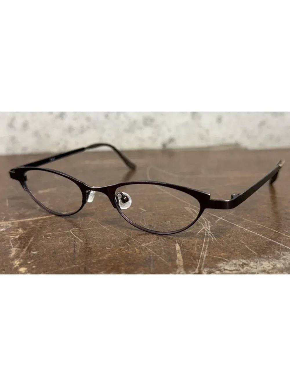 OGI 2067 Slim Cat Eye Dark Bronze Oval Metal Eyeglasses Frames 47-18-140